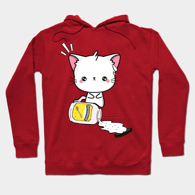 Cute white angora cat spilled mayonnaise Hoodie by Pet Station